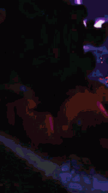 a painting of a person surrounded by lights and a purple background