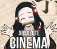 a poster for absolute cinema with a picture of a girl with her arms outstretched .