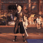 a video game character is standing in front of a midship market sign