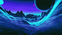 a computer generated image of a landscape with mountains and water