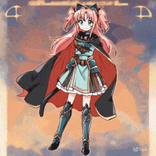 a drawing of a girl with a cat on her head and the letter d behind her