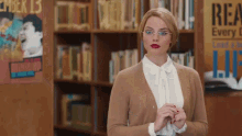 Margot Robbie Cardigan GIF - Margot Robbie Cardigan Librarian GIFs