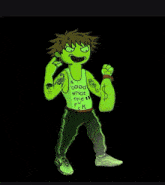 a cartoon character is wearing a shirt that says " good what the f * ck "
