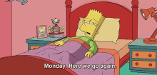 Monday, Here We Go Again - Simpsons GIF - Monday Feels Here We Go Again Bart Simpson GIFs