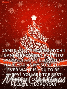 a christmas card with a christmas tree and the words " i love you so much "