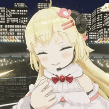 a cartoon girl with horns and a heart on her head