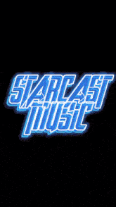 a poster for starcast music shows a black background