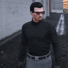 a man wearing sunglasses and a black turtleneck