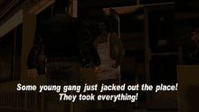 Gtagif Gta One Liners GIF - Gtagif Gta One Liners Some Young Gang Just Jacked Out The Place They Took Everything GIFs