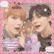 a picture of soobin and yeonjun with vio + felix