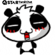 a picture of a panda bear with a star tamil chat logo behind it