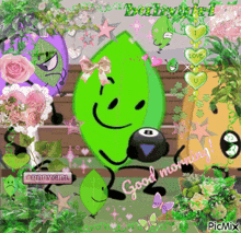 a picture of a green leaf with the words good morning