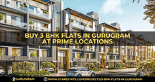 a poster advertising 3 bhk flats in gurogram at prime locations