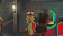a cartoon kangaroo is standing in front of a jukebox in a video game .