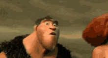 a close up of a cartoon character 's face with a surprised look on his face