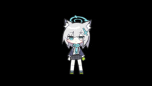 a cartoon drawing of a girl with white hair and a blue halo .