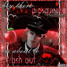 a picture of a man with an apple and the words hey there pipsqueak on it