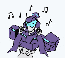 a drawing of a robot with music notes surrounding him