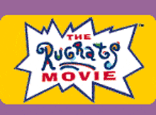 the rugrats movie logo is on a yellow and purple background