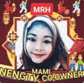a picture of a woman in a frame that says mrh