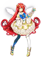 a drawing of a girl with red hair holding a wand