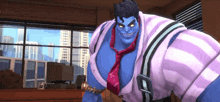 a cartoon character wearing a pink shirt and tie