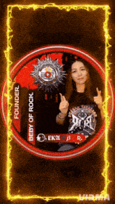 a picture of a woman with the words founder baby of rock on the bottom