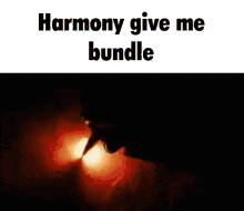 a picture of a person with the words harmony give me bundle on it