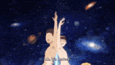 a man in a blue hat says " ah it 's perfect " in front of a starry sky
