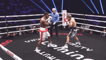 two boxers are fighting in a ring that says docomo on the side