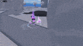 a screenshot of a video game shows a person in a purple outfit