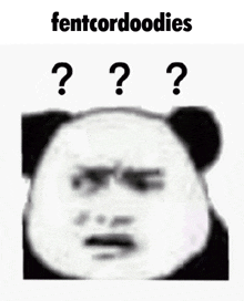 a panda with three question marks on its face and the words fentcordoodles