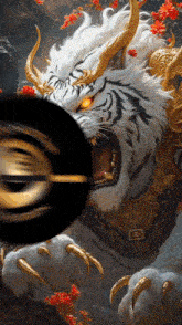 a painting of a tiger with horns and the number 2 on its chest