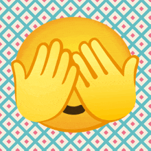 a smiley face with hands covering its eyes