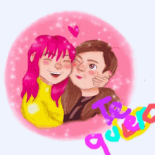 a cartoon drawing of a man and a woman with the word queer written in the corner