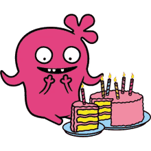 ugly dolls happy birthday birthday cake cake slice candles