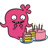 a cartoon character is holding a birthday cake with candles