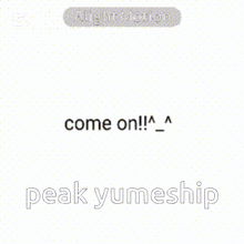 a man and a woman are standing next to each other with the words peak yumeship written on the bottom