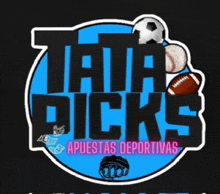 a blue and black logo for tata dicks