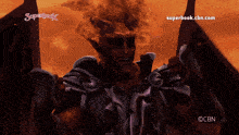 a video game advertisement for superbook shows a demon with wings