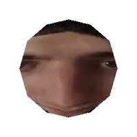 a close up of a man 's eye in a circle against a white background
