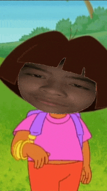 dora from dora the explorer has a man 's face on her face