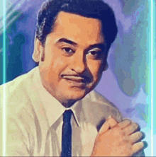 a man with a mustache is wearing a shirt and tie