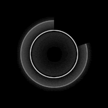 a black and white circle with a white line around it