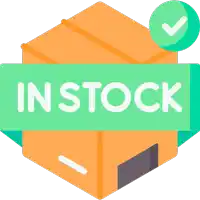 an icon of a box that says " in stock "