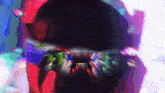 a painting of a person holding a remote control