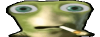 a frog is smoking a cigarette and making a funny face
