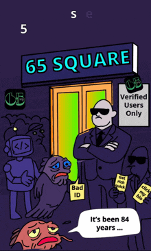 a poster for 65 square shows a group of people