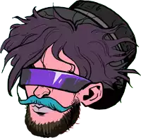 a cartoon drawing of a man with a beard and mustache wearing sunglasses