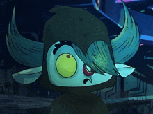 a cartoon character with horns and a mustache is making a funny face